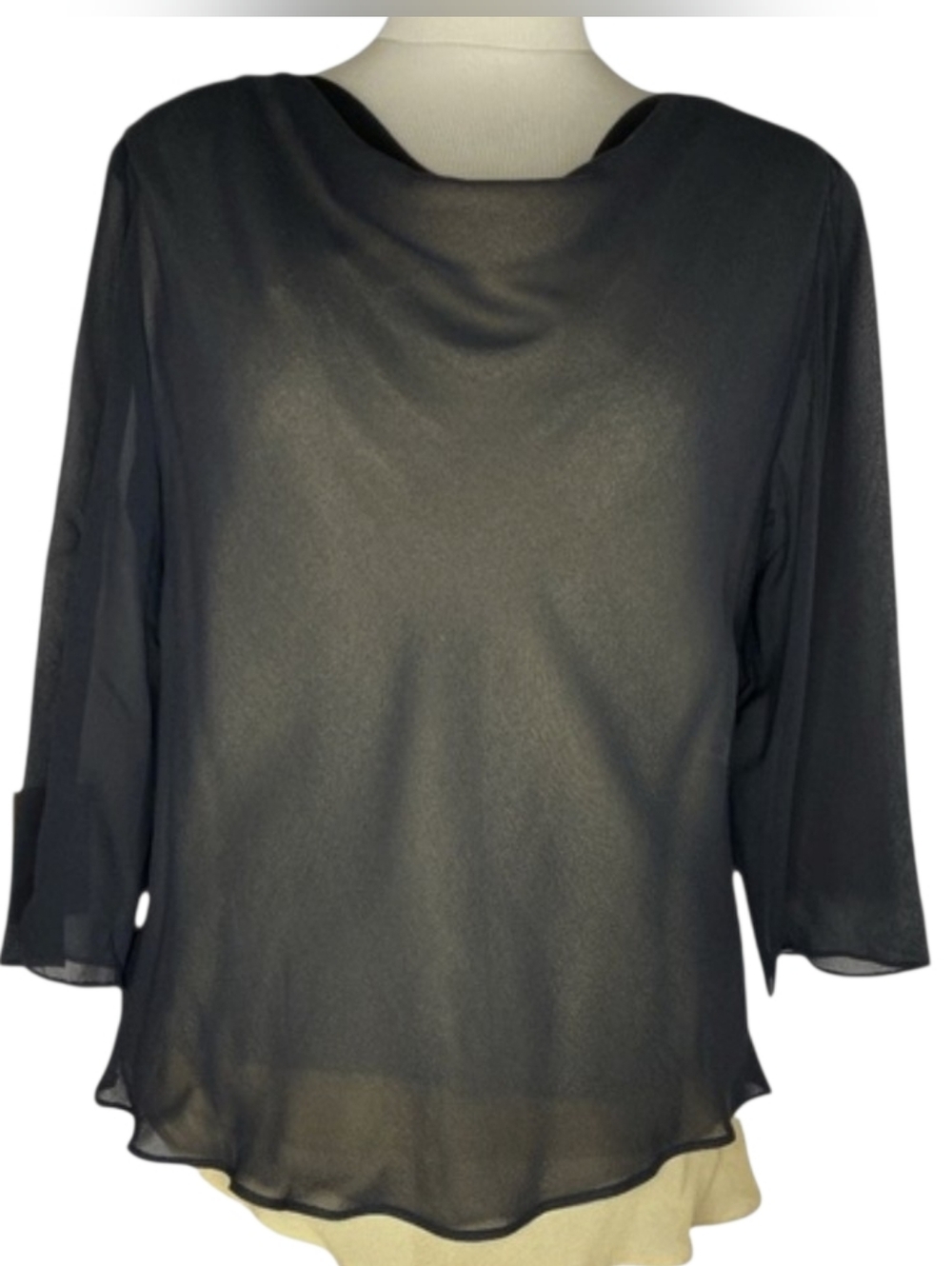 Vintage David Warren New York Silk Black/Gold Top Sz 12
